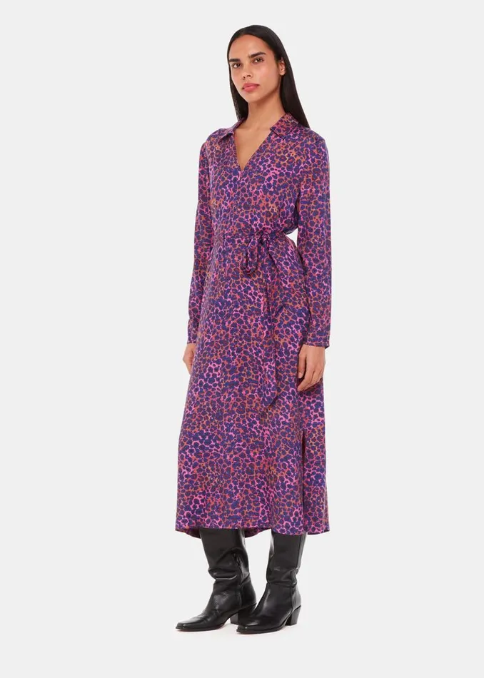 Whistles Dresses Pink Mottled Leopard Midi Dress 8211 Women