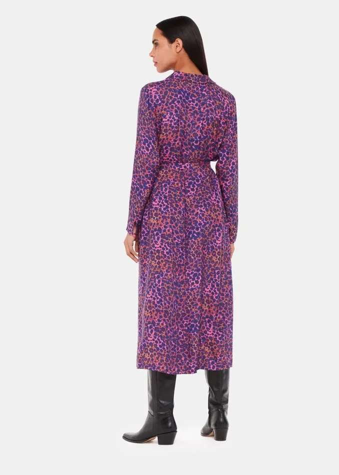 Whistles Dresses Pink Mottled Leopard Midi Dress 8211 Women