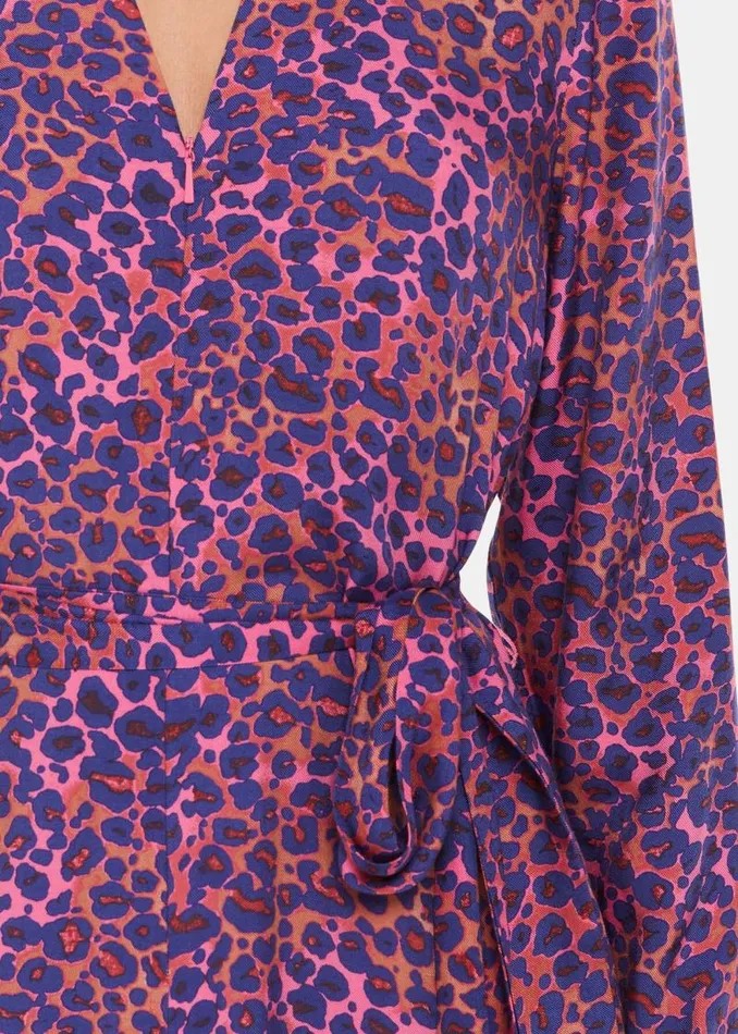 Whistles Dresses Pink Mottled Leopard Midi Dress 8211 Women