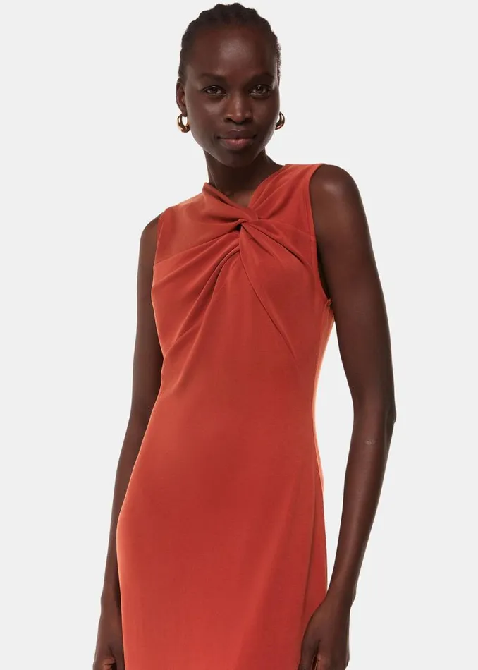 Whistles Dresses Rust Saoirse Twist Jersey Dress 8211 Women