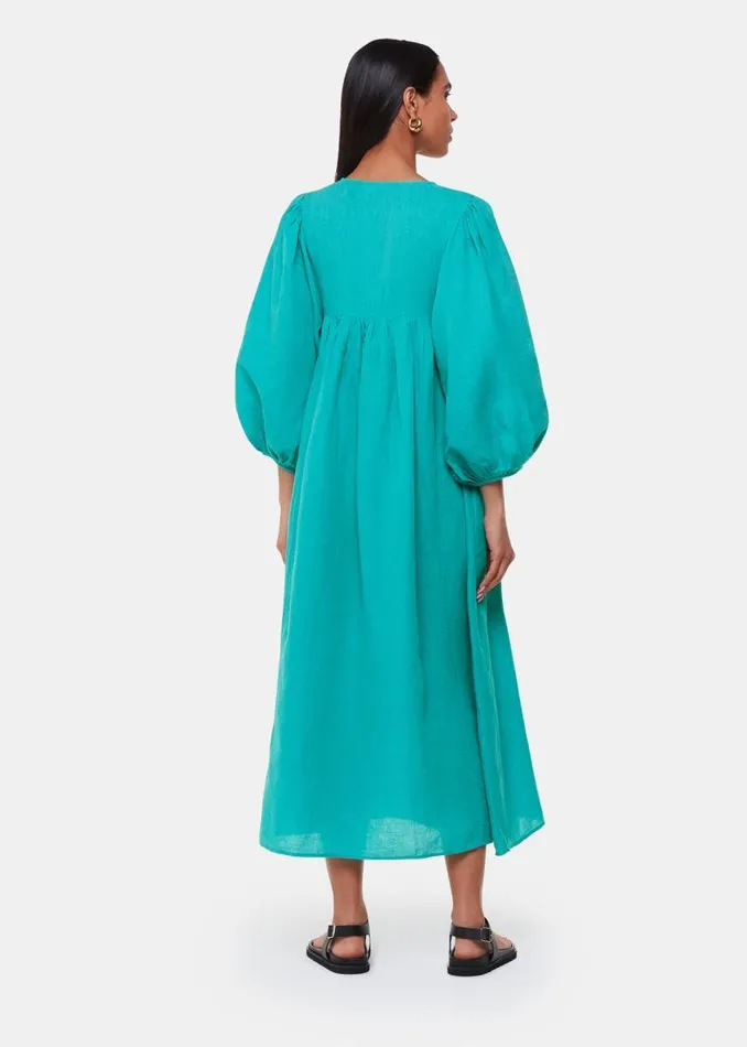 Whistles Dresses Turquoise Gloria Linen Blend Dress 8211 Women