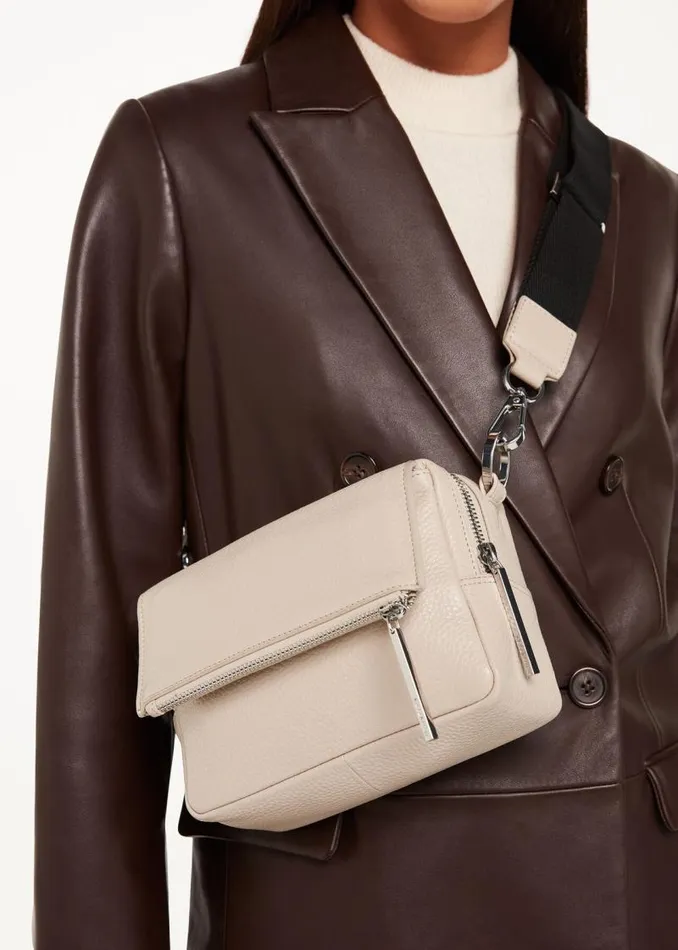 Whistles Leather Taupe Bibi Crossbody Bag 8211 Women