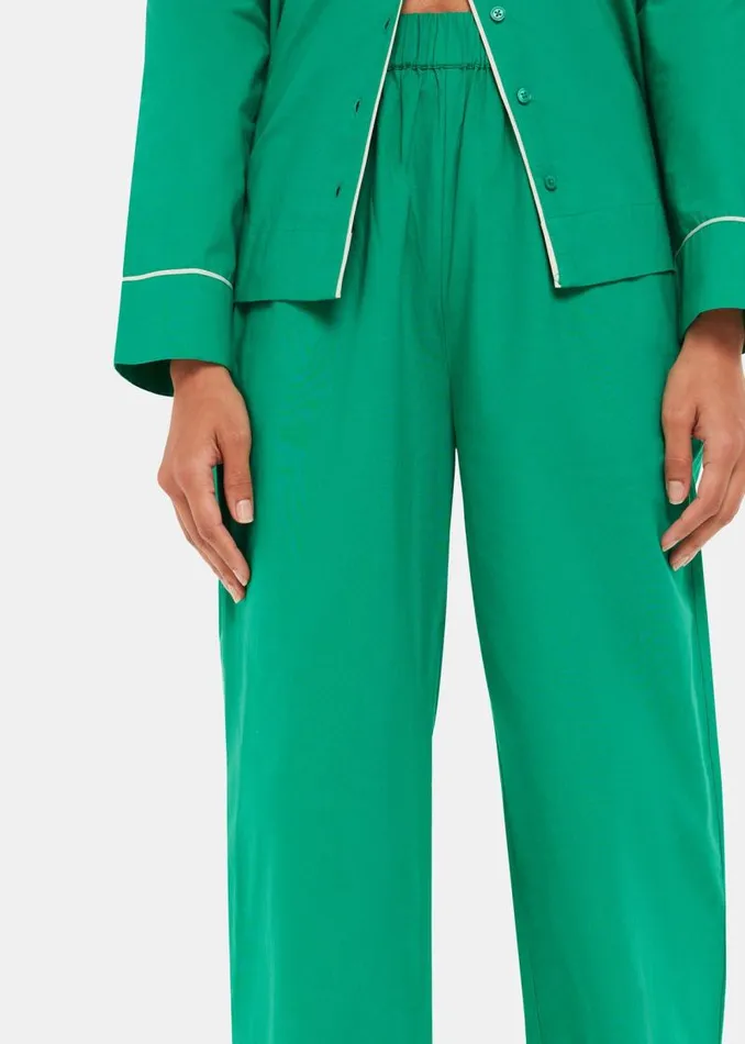Whistles Pajamas Green Contrast Piping Pajamas 8211 Women