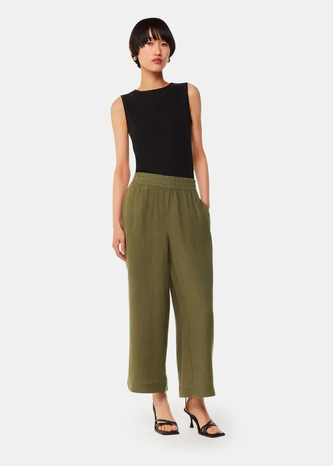 Whistles Pants Khaki Linen Pocket Pants 8211 Women
