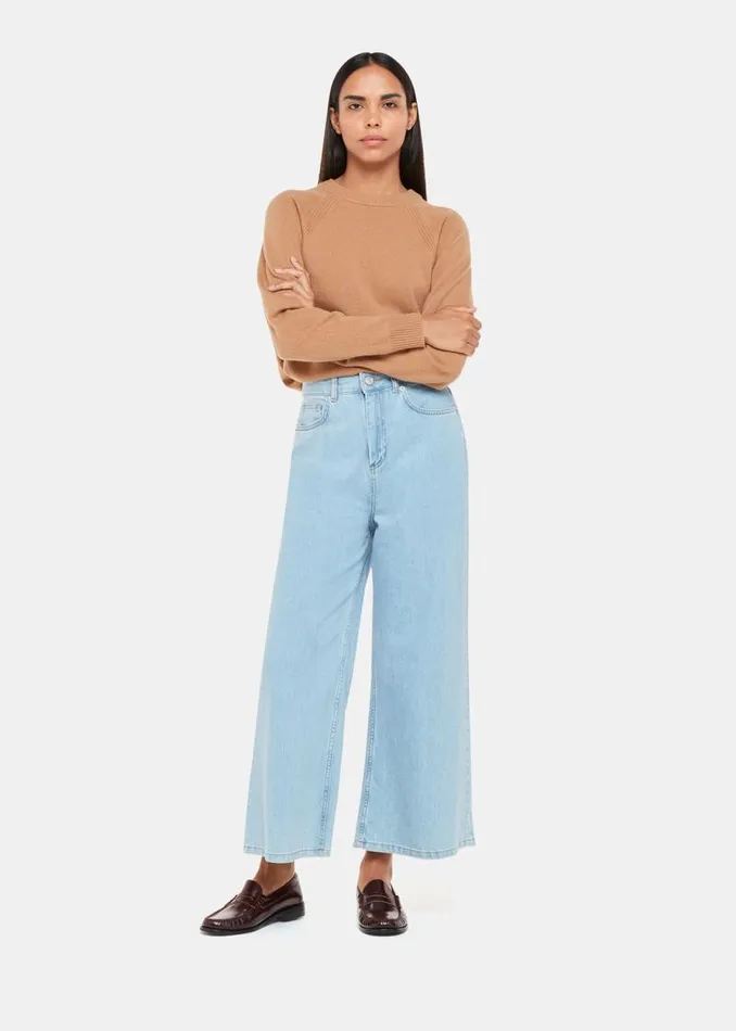Whistles Pants Light Wash Wide Leg Cropped Jean 8211 Women