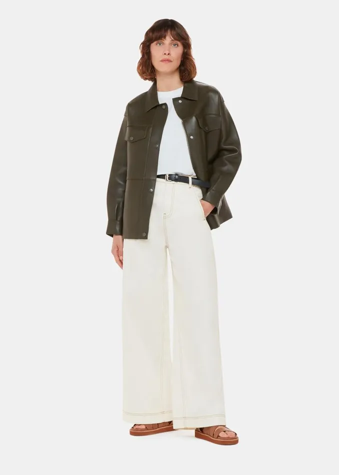 Whistles Pants White Wide Leg Cargo Jean 8211 Women