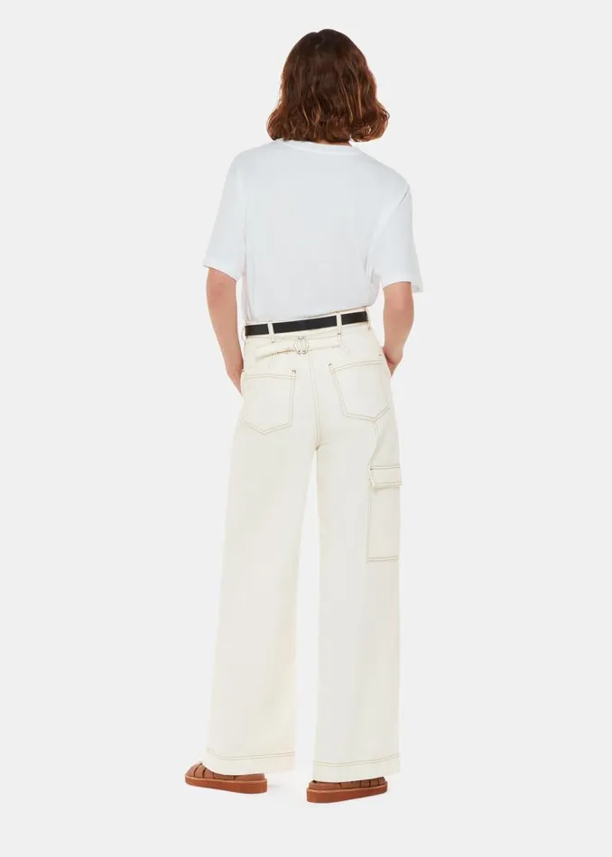 Whistles Pants White Wide Leg Cargo Jean 8211 Women
