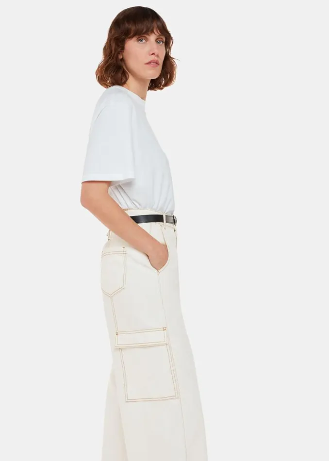 Whistles Pants White Wide Leg Cargo Jean 8211 Women