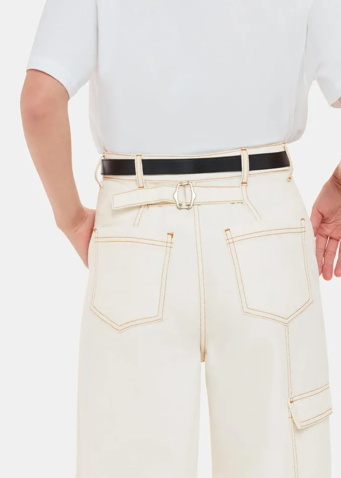 Whistles Pants White Wide Leg Cargo Jean 8211 Women