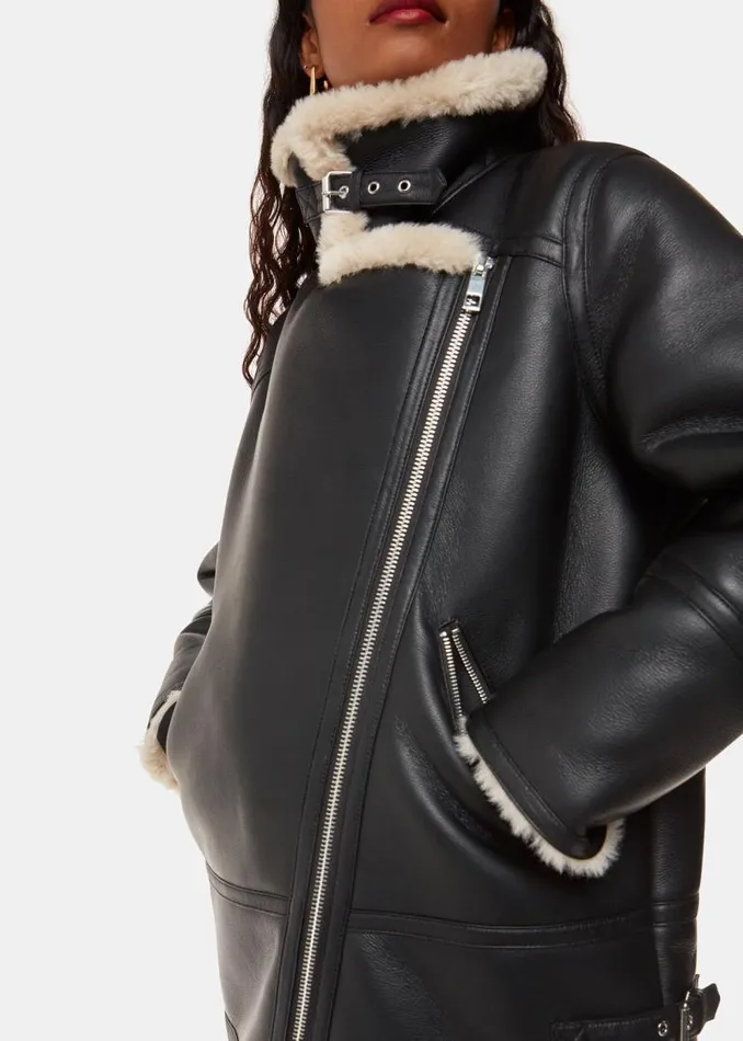 Whistles Petite Coats and Jackets Black Petite Faux Fur Aviator 8211 Women