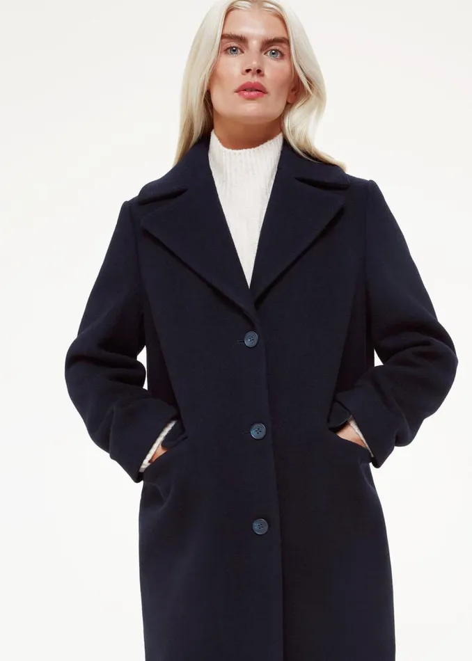 Whistles Petite Coats and Jackets Navy Petite Amalia Longline Coat 8211 Women