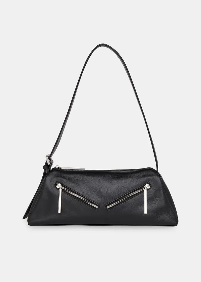 Whistles Shoulder Bags and Tote Bags Black Seva Triple Zip Shoulder Bag 8211 Women