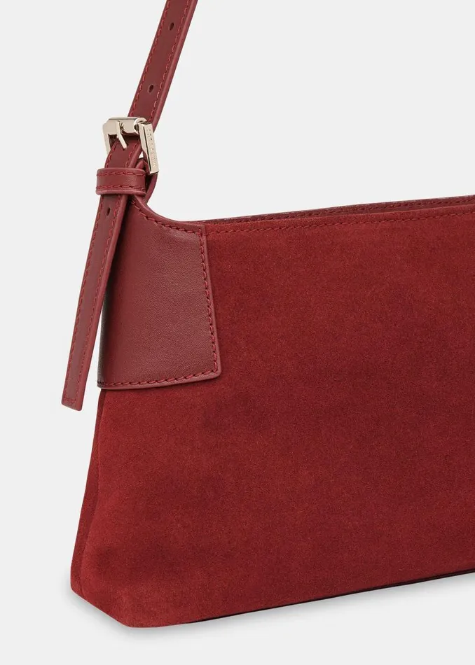 Whistles Shoulder Bags and Tote Bags Dark Red Paloma Small Suede Bag 8211 Women