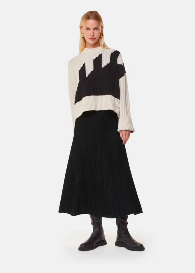 Whistles Skirts Black Knitted Pleated Skirt 8211 Women