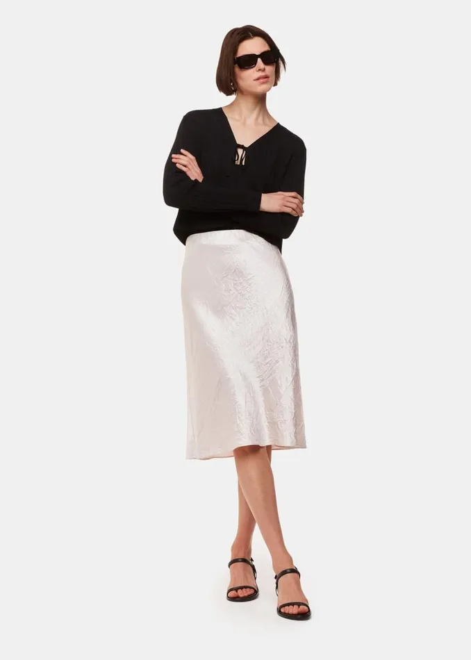 Whistles Skirts Neutral Satin Knee Length Skirt 8211 Women