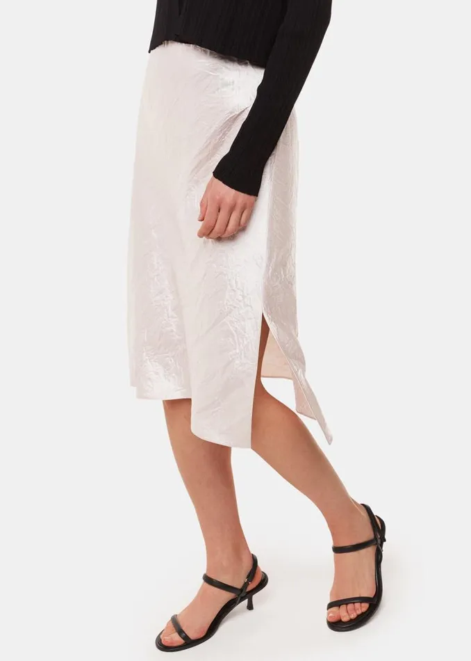 Whistles Skirts Neutral Satin Knee Length Skirt 8211 Women