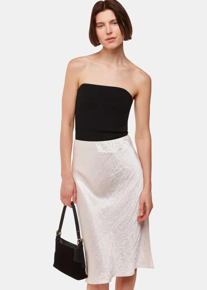 Whistles Skirts Neutral Satin Knee Length Skirt 8211 Women