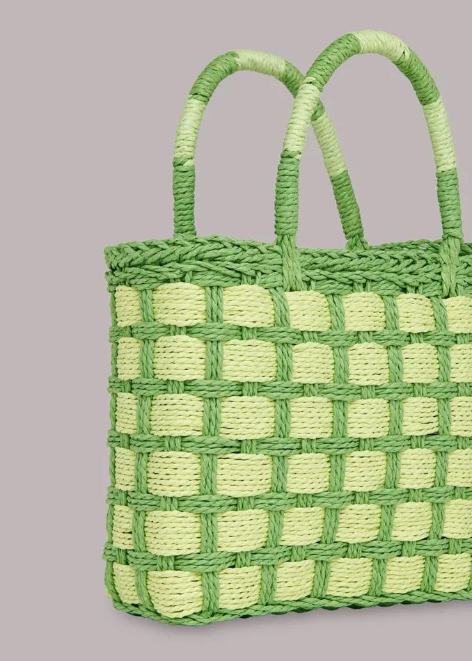 Whistles Small Bags and Clutches Green Tillie Mini Checkboard Tote 8211 Women