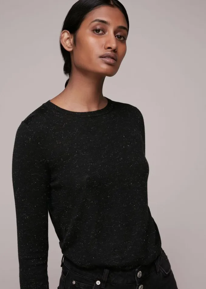 Whistles Sweaters and Cashmere Black Annie Sparkle Sweater 8211 Women