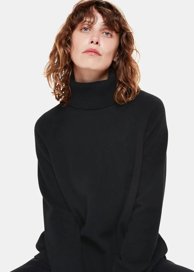 Whistles Sweaters and Cashmere Black Cashmere Turtleneck Sweater 8211 Women