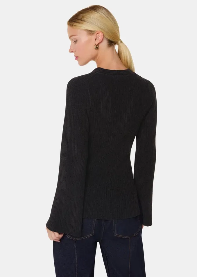 Whistles Sweaters and Cashmere Black Chenille V Neck Sweater 8211 Women