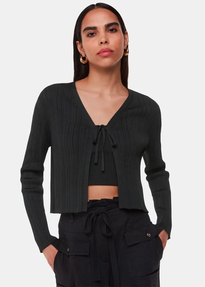 Whistles Sweaters and Cashmere Black Tie Front Detail Cardigan 8211 Women