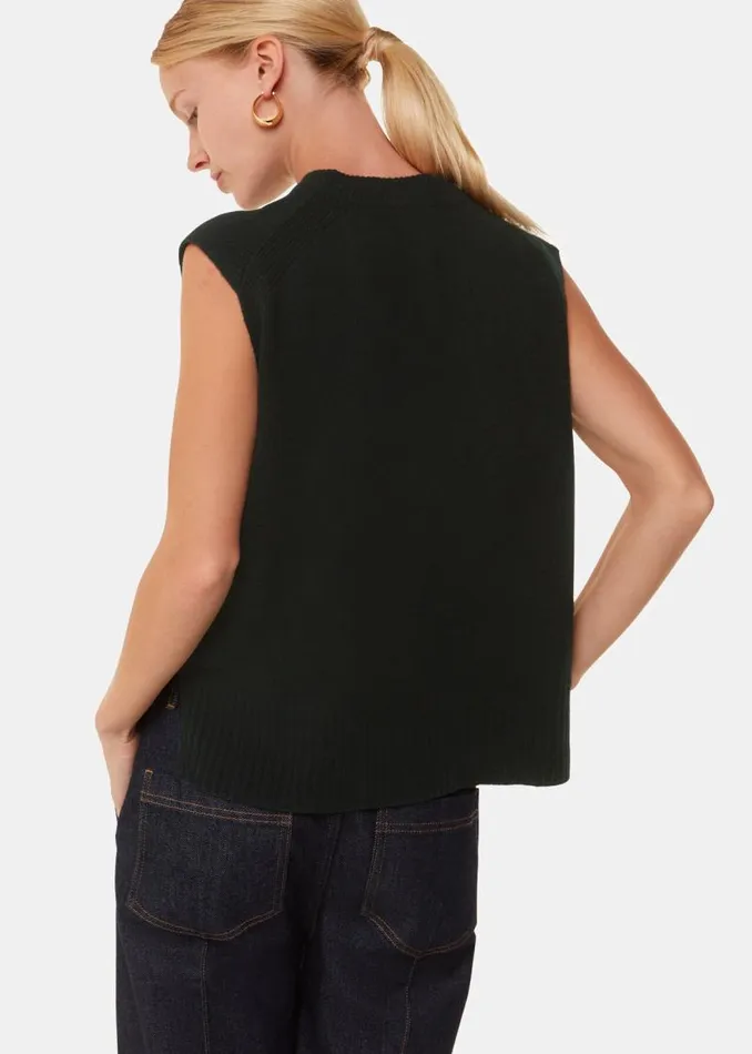 Whistles Sweaters and Cashmere Black Wool Sleeveless Sweater Vest 8211 Women