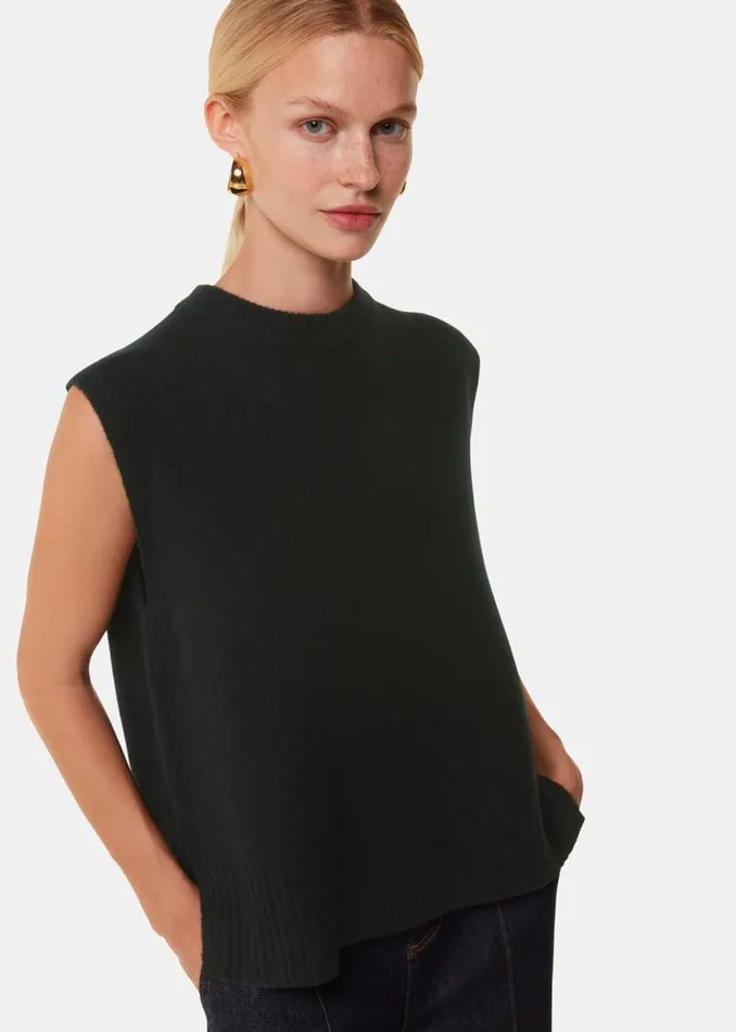 Whistles Sweaters and Cashmere Black Wool Sleeveless Sweater Vest 8211 Women