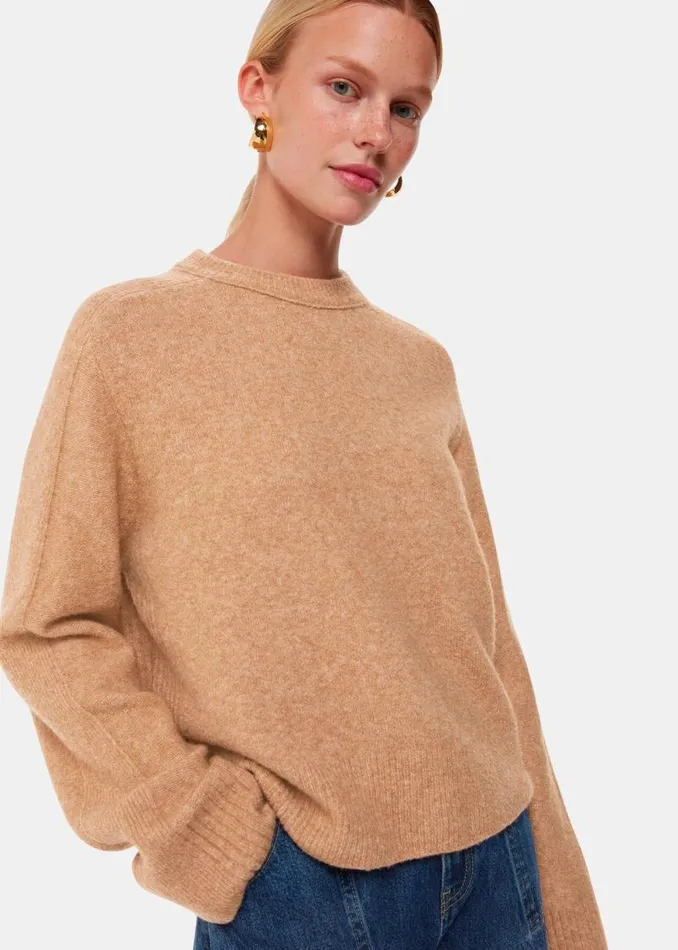 Whistles Sweaters and Cashmere Camel Alana Wool Mix Crew Neck Sweater 8211 Women