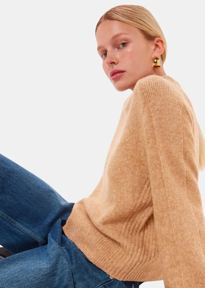 Whistles Sweaters and Cashmere Camel Alana Wool Mix Crew Neck Sweater 8211 Women