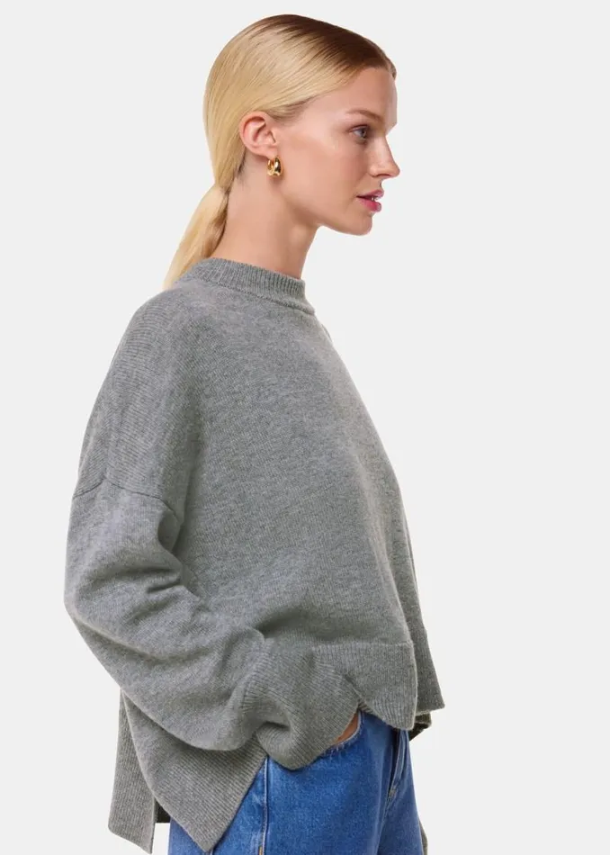 Whistles Sweaters and Cashmere Dark Grey Cashmere Blend Split Back Sweater 8211 Women