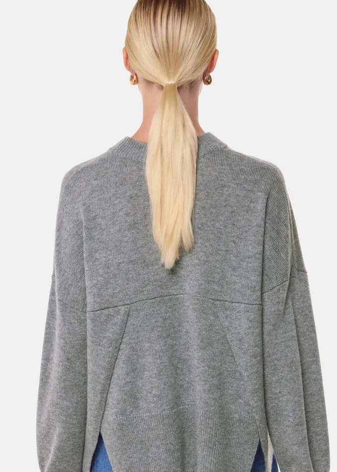 Whistles Sweaters and Cashmere Dark Grey Cashmere Blend Split Back Sweater 8211 Women