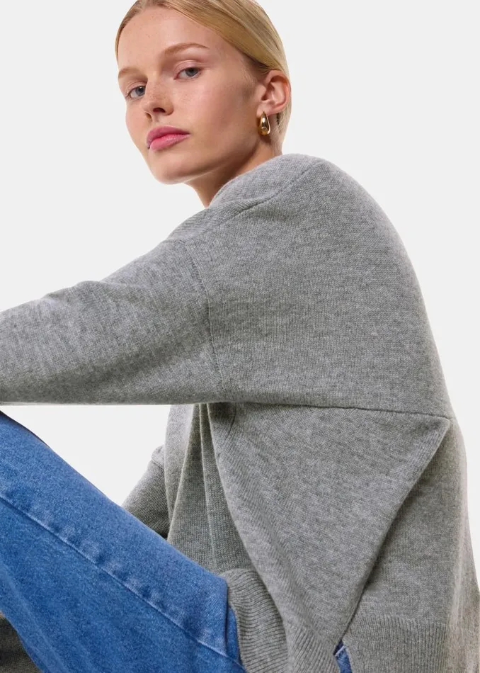 Whistles Sweaters and Cashmere Dark Grey Cashmere Blend Split Back Sweater 8211 Women