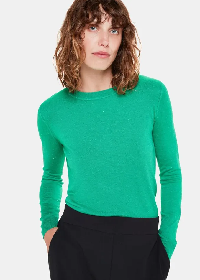 Whistles Sweaters and Cashmere Green Annie Sparkle Crew Neck Sweater 8211 Women