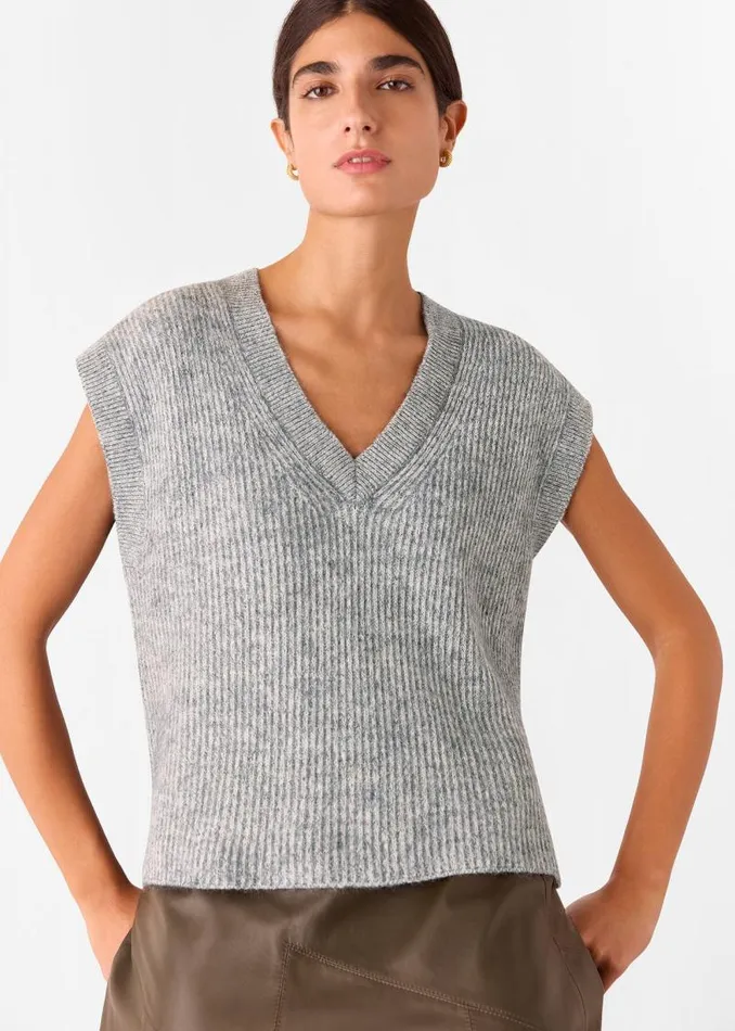 Whistles Sweaters and Cashmere Grey Elsa Ribbed Tank 8211 Women