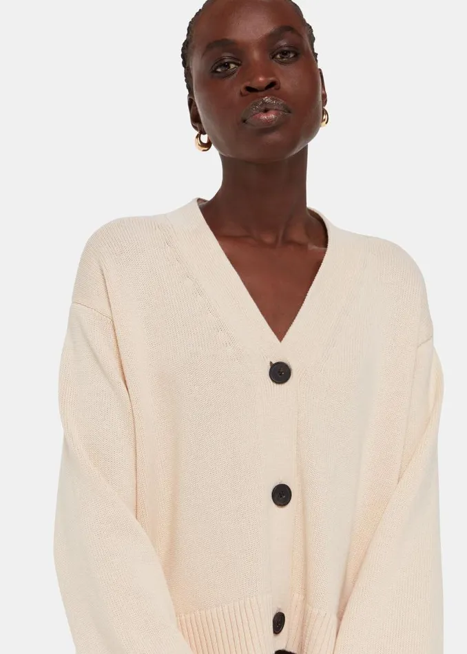 Whistles Sweaters and Cashmere Ivory Nina Button Front Cardigan 8211 Women