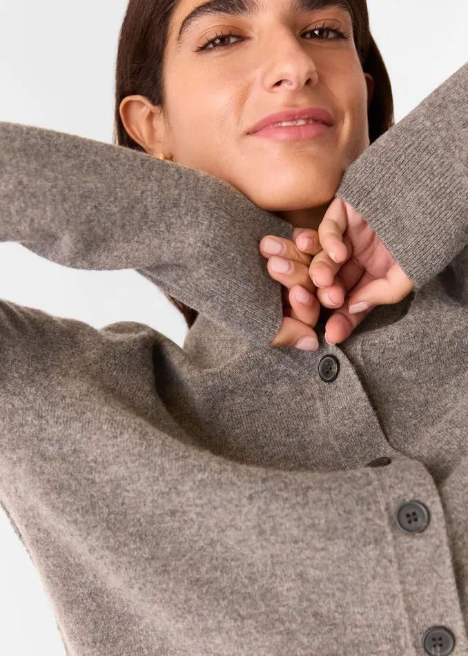 Whistles Sweaters and Cashmere Neutral Button Front V Neck Cardigan 8211 Women