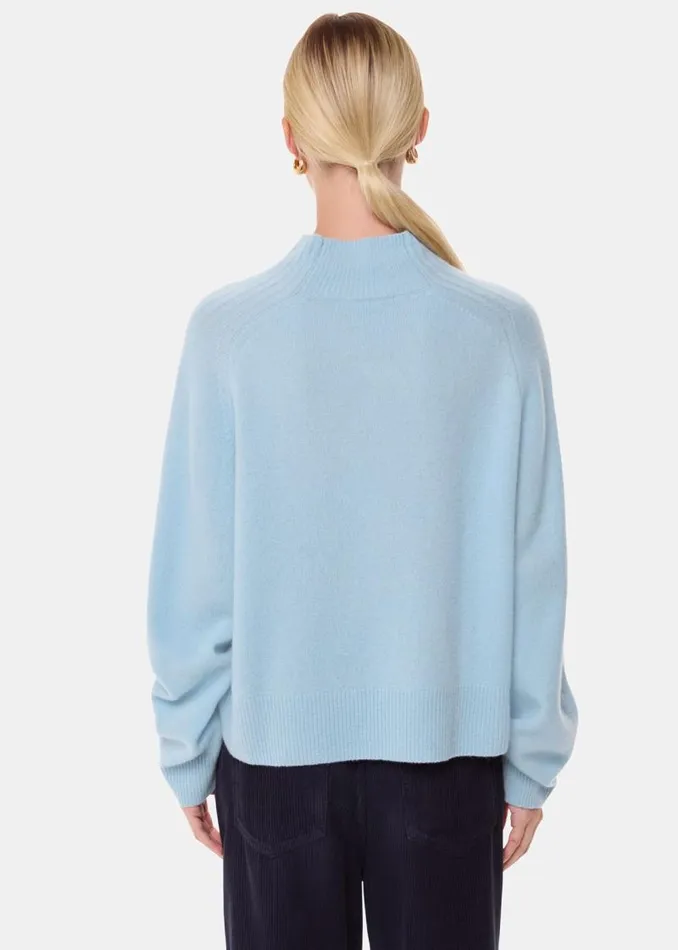 Whistles Sweaters and Cashmere Pale Blue Wool Fleck Mock Neck Sweater 8211 Women