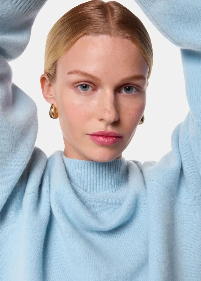 Whistles Sweaters and Cashmere Pale Blue Wool Fleck Mock Neck Sweater 8211 Women