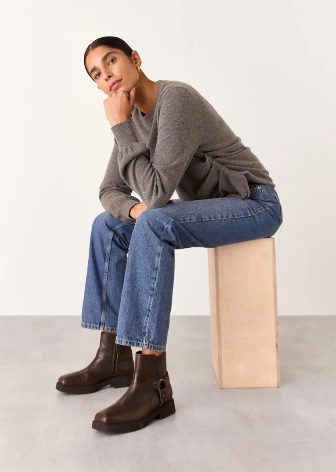 Whistles Sweaters and Cashmere Taupe Side Ruched Detail Sweater 8211 Women