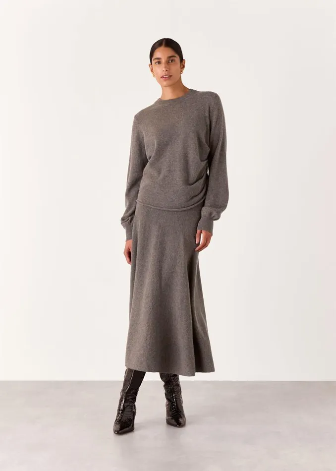 Whistles Sweaters and Cashmere Taupe Side Ruched Detail Sweater 8211 Women