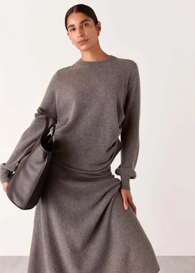 Whistles Sweaters and Cashmere Taupe Side Ruched Detail Sweater 8211 Women
