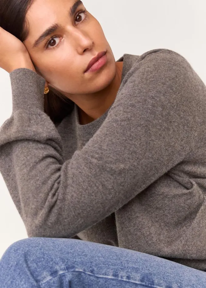 Whistles Sweaters and Cashmere Taupe Side Ruched Detail Sweater 8211 Women