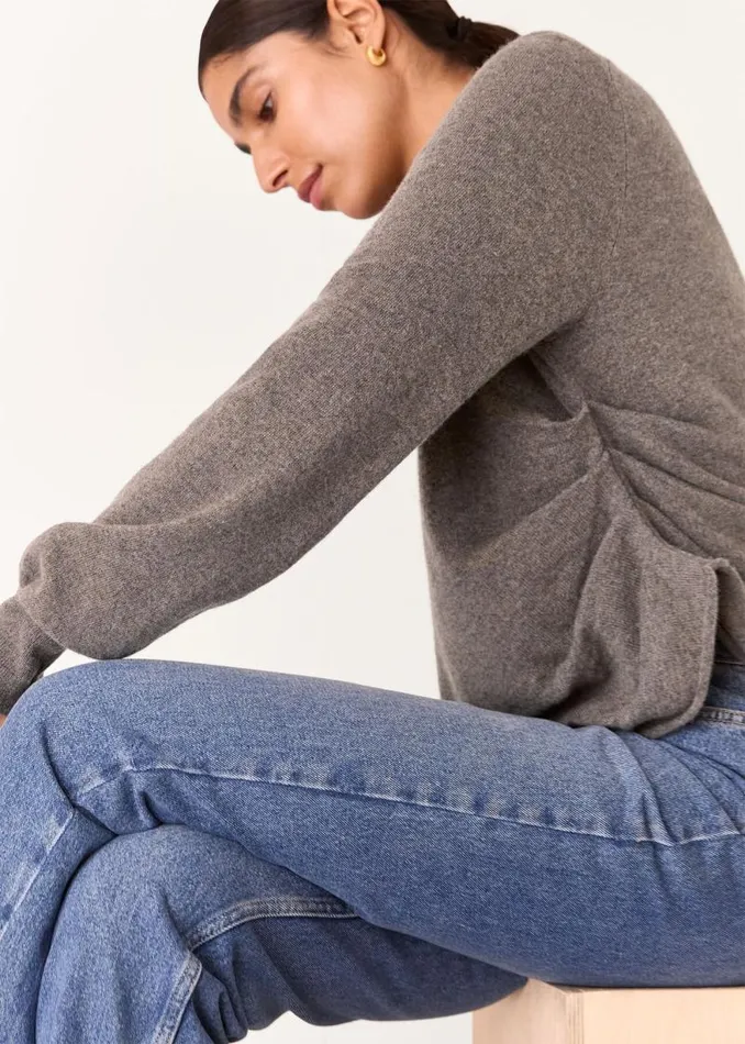 Whistles Sweaters and Cashmere Taupe Side Ruched Detail Sweater 8211 Women