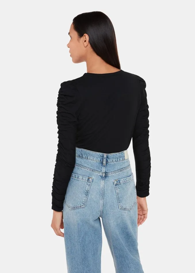 Whistles Tops Black Ruched Sleeve Top 8211 Women