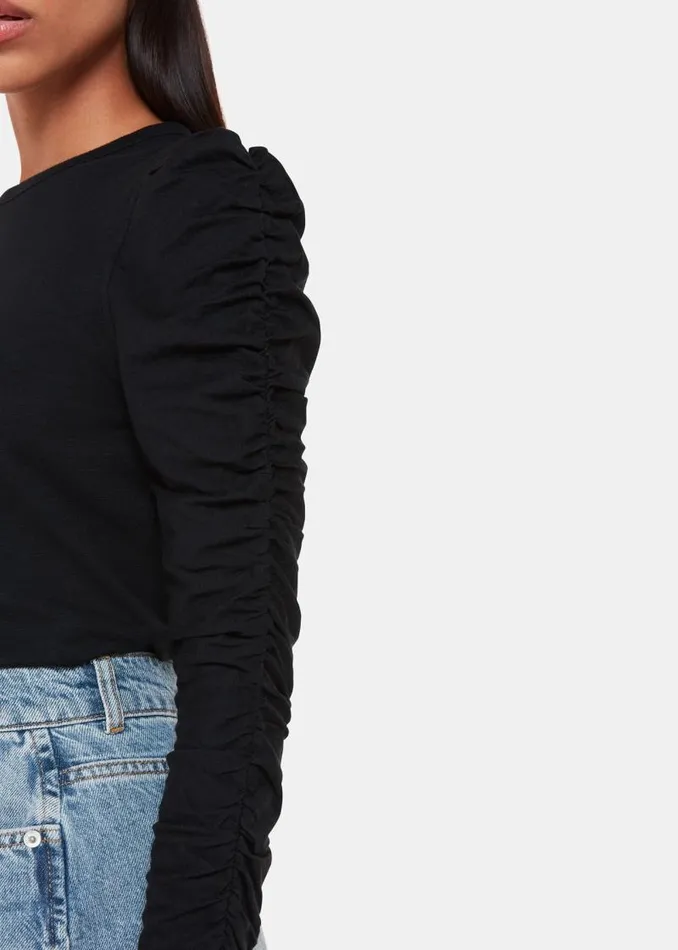Whistles Tops Black Ruched Sleeve Top 8211 Women