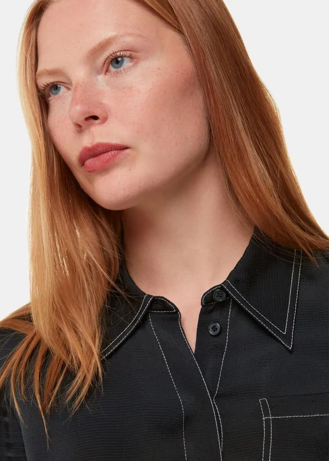 Whistles Tops Black Top Stitch Detail Shirt 8211 Women