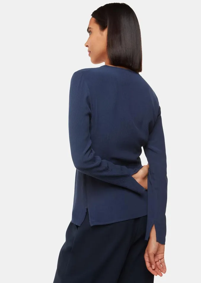 Whistles Tops Blue Twist Front Textured Top 8211 Women