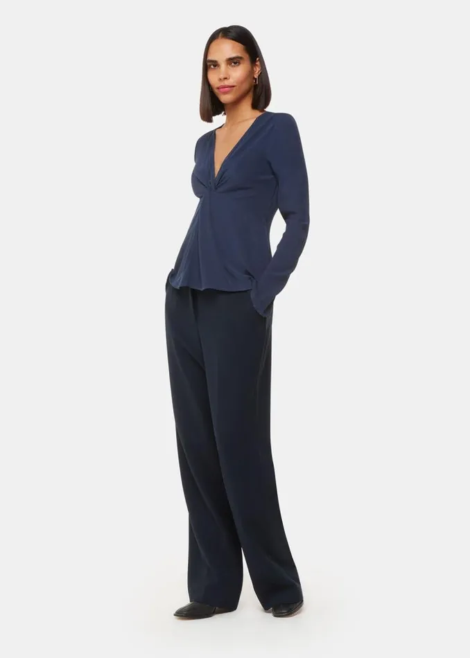 Whistles Tops Blue Twist Front Textured Top 8211 Women