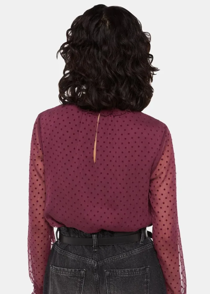 Whistles Tops Burgundy Dobby Velvet Shirred Top 8211 Women